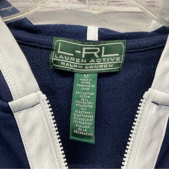 Lauren Ralph Lauren 1/4-Zip Pullover Women's Size M Navy w/White Trim Athleisure - Picture 2 of 8